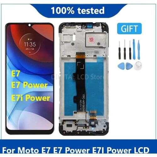 Original For Motorola E7i Power LCD Display Touch Screen Panel Glass Digitizer Assembly For Moto E7i Power XT2097-13 With Frame