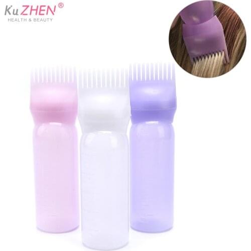 Plastic Hair Dye Bottle Multicolor Hair Dye Refillable Bottle Applicator Comb Dispensing Salon Hair Coloring Hairdress Styling