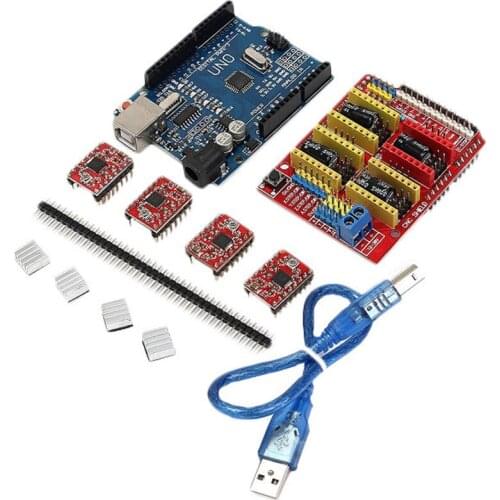 Original ismaring CNC Shield Expansion Board V3.0 +UNO R3 Board for for Arduino+ Stepper Motor Driver A4988 With Heatsink Kits