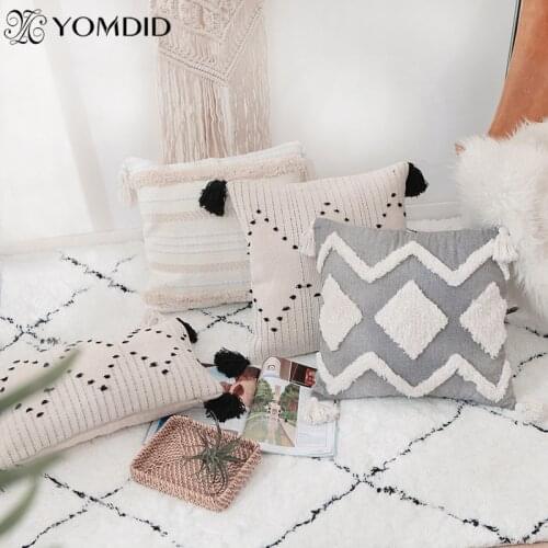 Tassels Pillow Case 45x45cm/30x50cm Geometric Wave Cushion Cover Cotton Handmade Square Home Decoration for living Room Bed Room