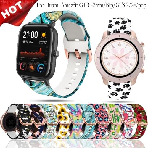 20mm straps For Huami Amazfit GTR 42mm/Bip U S/GTS 2 2e Women Printing Watchband for Amazfit pop/GTS 2 mini Smart Accessories