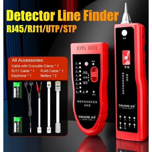 SAMZHE LAN Network Cable Tester Cat5 Cat6 RJ45 UTP STP Detector Line Finder Telephone Wire Tracker Tracer Diagnose Tone Tool Kit