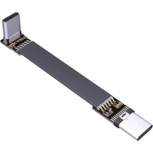 USB 3.1 Type C to Type C Extension Cable 90 Degree Adapter FPC FPV Ribbon Flat USB C Cable 3A 10Gbps EMI Shielding,15cm