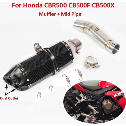 Motorcycle Exhaust Pipe Dual Tip Middle Mid Link Tube for Honda CBR500 CB500X CB500F 2013-2019