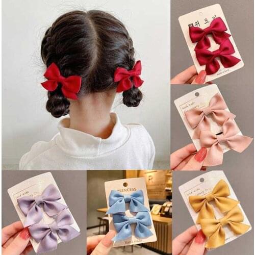 2pcs/set Baby Hair Clips Bow Floral Children Barrette Kids Candy Color Hair Accessories Girls Hairclip Headdress Kids Gift