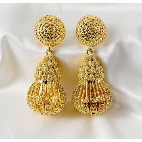 Hollow Out Gourd Shaped Luxurious Style Exquisite Women Earring 2021 New Arrival Customize Accept Wedding Attendance