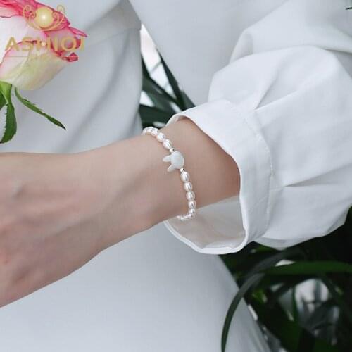 ASHIQI Natural freshwater pearl cat and rabbit bracelet elastic rope fashion jewelry for women 2021 new