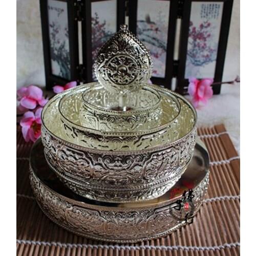 The eight auspicious gold gilt copper disc Manja Mandala market diameter 17cm