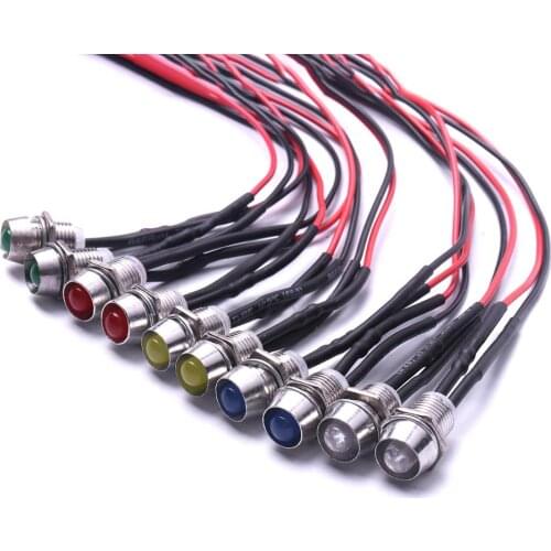 10PCS AD26C-8L 5 colors LED Signal Light DC 12V Indicator Light LED Emergency Signals Indicator Light Bulb