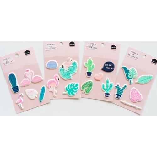 2 Sheets Flamingo & Cactus Foam Decorative Stickers Stick Label Hand Account Notebook Computer Decoration