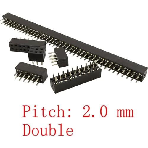 20Pcs 2.0mm Double Row Female 2* 2~40P 2.0 mm Pitch Straight Pin PCB Board Pin Header Socket Connector
