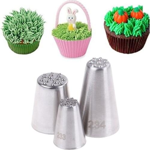 3Pcs Stainless Steel Cream Ddecoration Mouth Small Grass Shape Cream Nozzle Baking Tools Cream Icing Nozzles Cake Decorating