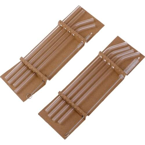 5Pcs/set Straws Cleaning Brush Transparent Glass Straight Bend For Beverage Drinks Bar Party Kitchen Accessory Wholesale