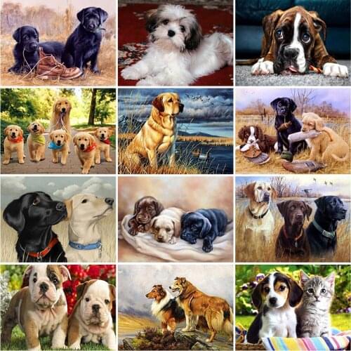 DIY 5D Diamond Painting Dog Animal Diamond Embroidery Cross Stitch Full Round Drill Rhinestone Mosaic Kit Handmade Gift