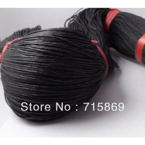Free Shipping 500 Yards(450 Meters) 1mm Black Waxed Cotton Cord Wax Bead String