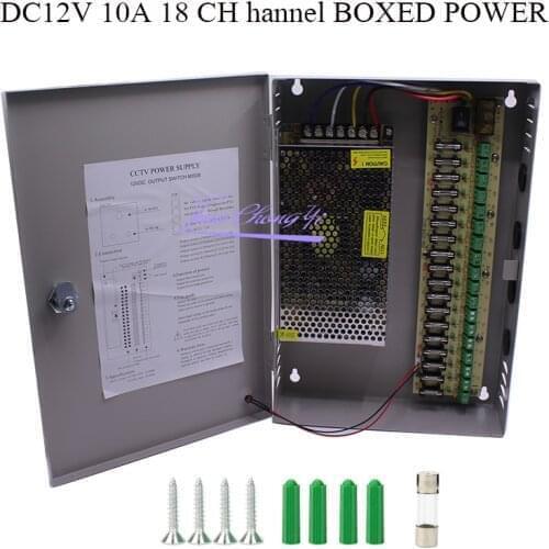 12V 10A 120W Fused 18 Channel CCTV power supply switch box for surveillance camera Security output 120W,9 port CE, LVD Approved