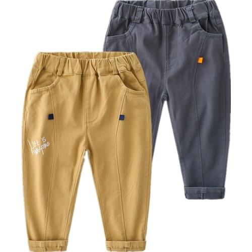 2021 Spring Autumn Fashion New 2 3 4-10 Years Children Handsome Solid Color Pocket Long Casual Trousers Pants For Kids Baby Boys