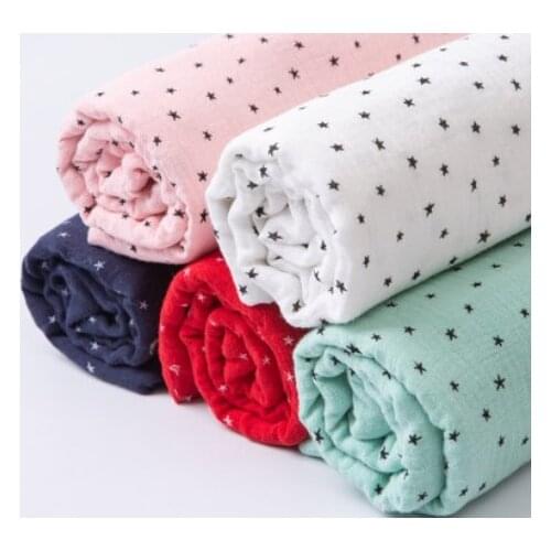 Baby Cotton Gauze Fabric Double Soft Towelling Crepe Sewing Material Fluorescent-free for Baby Organic Fabric Plain 50*135cm