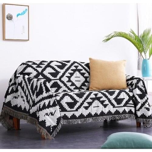 Double Sided Tassel Blanket for COuch Settee Garden Patio Chair Covering Divan Plaid
