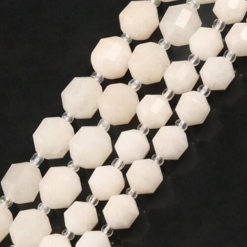 Faceted Sharp Energy Column Natural Stone White Jades Loose for Jewelry Making Beadwork DIY Bracelet 15'' Mineral Beads