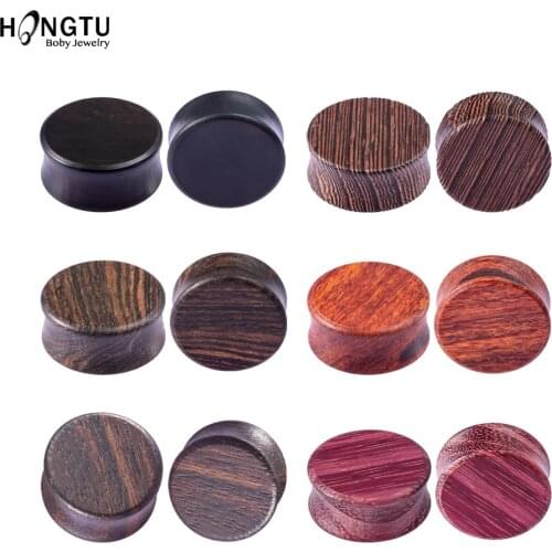HONGTU 2PC 8-25mm Wood Ear Tunnel Earrings Ear Stretcher Expander Wooden Plugs and Tunnels Ear Gauges Body Piercing Jewelry