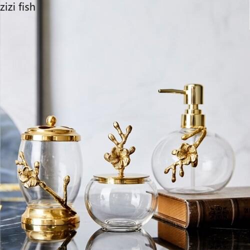 Crystal Bathroom Accessories Portable Soap Dispenser Toothpaste Holder Mouthwash Cup Soap Dishes Plating Alloy Bath Supplies