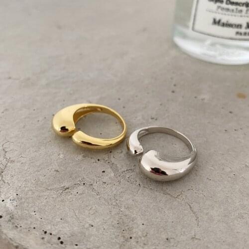 1PC 18K Gold Authentic S925 Sterling Silver Jewelry Smooth Waterdrop Tears rings Adjust Gift TLJ1545