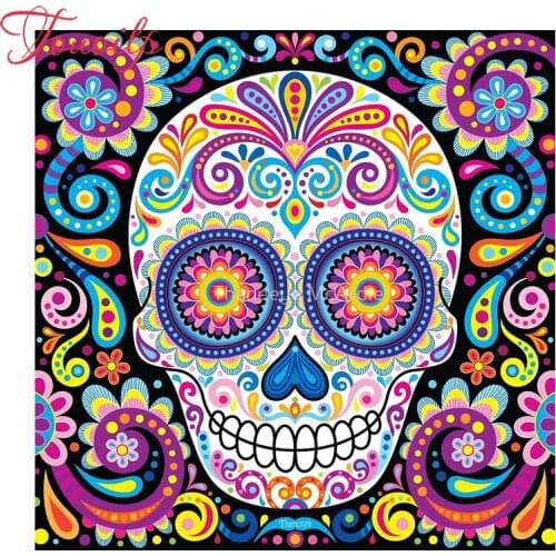 Touoilp square/round 5d diamond painting Colored skull 5D diamond embroidery plastic crafts Full 5D diamond painting