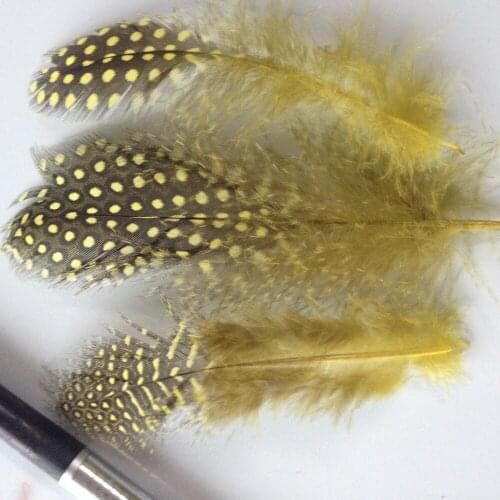 Hot! Sales 20PCS beautiful yellow guinea fowl feathers, 2-4 "/ 5-10cm DIY Jewelry Decoration Accessories