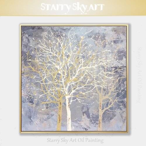 Hot Selling Artist Hand-painted High Quality Abstract Tree Oil Painting on Canvas Beautiful Fine Art Tree Oil Painting for Decor
