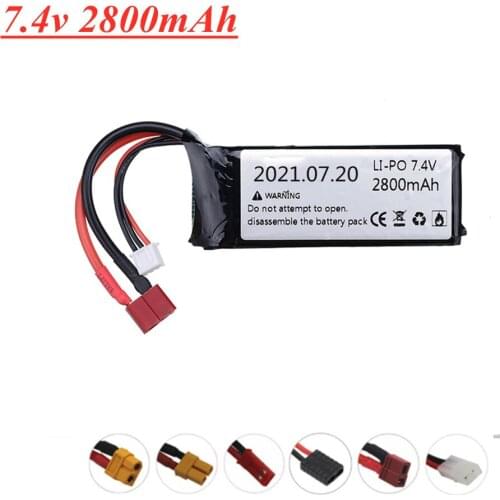 7.4V 2800mAh Lipo Battery for Syma X8C X8W X8G X8 RC Quadcopter Parts 2s 7.4V Battery for Wltoys 144001 124018 12428 RC Car