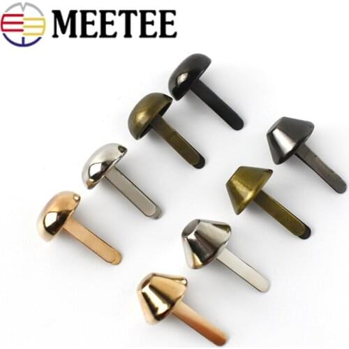 Meetee 100pcs 10/12/15mm Metal Buckle Two-legged Nails Rivet Handbag DIY Leather Luggage Alloy Button Hardware Accessories BF203