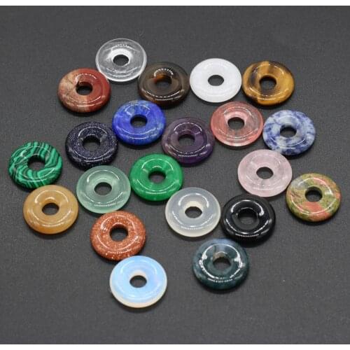 Fashion 18mm gogo donut natural stone beads For Jewelry Making Necklace Pendant Earrings Charm accessories 5pcs