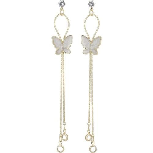 10 pair/ lot fashion jewelry metal enamel cute butterfly long chain earrings