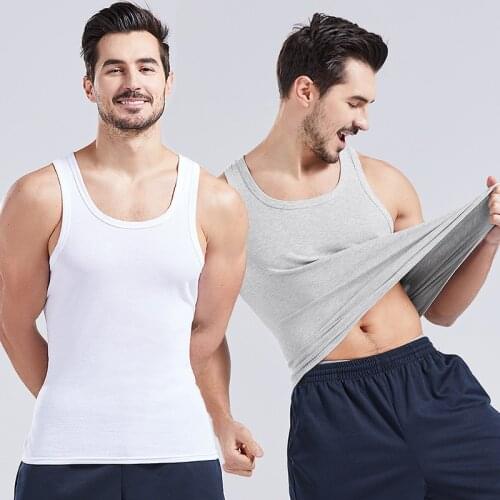 Mens Close-fitting Vest Fitness Elastic Casual O-neck Breathable Tank Tops H Type All Cotton Solid Undershirts Male Tanks