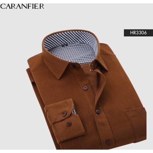 CARANFIER Mens Dress Shirt Leisure Long Sleeve Slim Fit Top Quality Cotton Blouse Fashion Male Classic Pocket Shirts Camisa