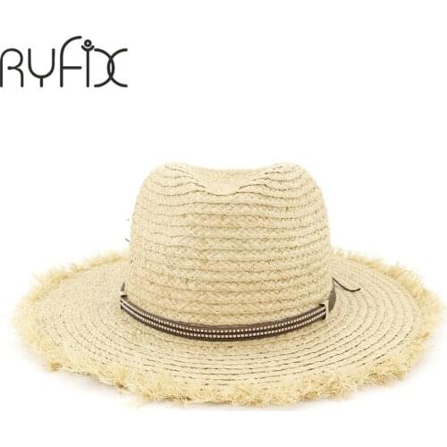 Summer new lafite straw hat hand-crocheted straw hathat summer korean women large eave jazz hat HA79
