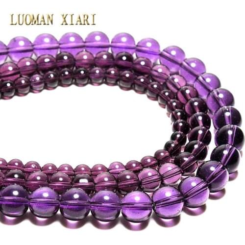 Wholesale AAA+ Clear Deep Purple Crystal Round Loose Beads For Jewelry Making DIY Bracelet Necklace 6/8/10 mm Strand 15