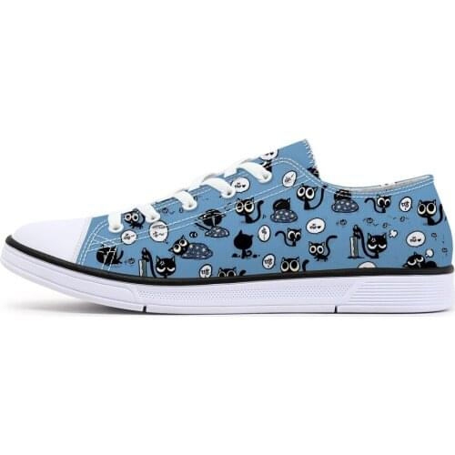 2020 New Style Cute Animal Print Canvas Shoes for Men Women Fashion Sneakers Lace Up Flats Custom Design Cats Shoes for Adults