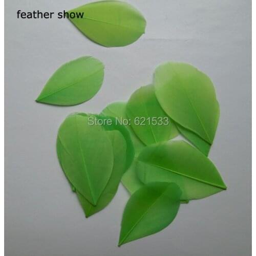 Plumas decorativas!200Pcs/lot! Light Green Trimmed Goose Feathers,Feather Petals,Lime Green Goose Millinery Feathers
