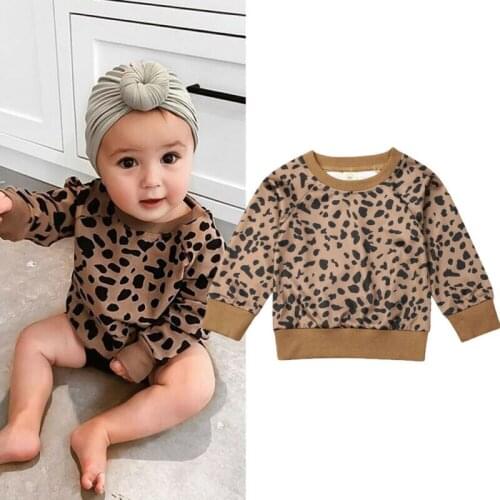 Toddler Kid Baby Girls Long Sleeve Cotton Casual Leopard Sweatshirt Hoodies Pullover Autumn Tops 0-24M