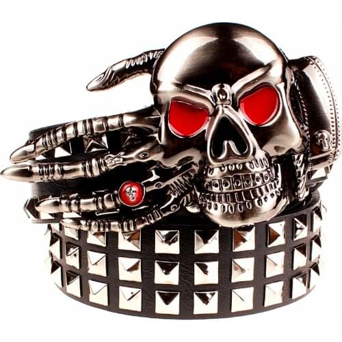 2018 Fashion mens rivet belt Punk rock belt skull head ghost claw heavy metal wide belts hip hop big rivet belt women Gift