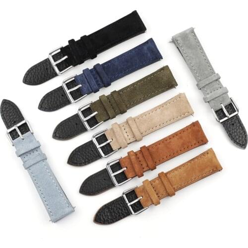 High Quality Retro Suede Leather Watch Strap Leather Watchband With Quick Release Bar 18mm 20mm 22mm for Watch Accessories