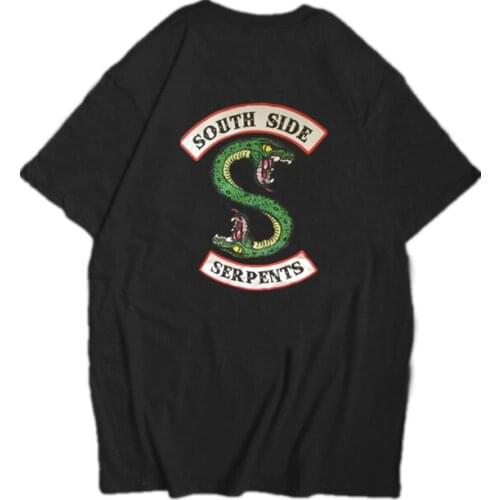 Riverdale T Shirt Summer Mens T-Shirt Women/Men SOUTH SIDE SERPENTS Hip Hop Short Sleeves cotton T-shirts Tee Print Snake