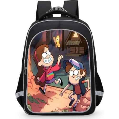 Cartoon grotesque town school bag Boys casual fashion wild bagpack Student Backpack Waterproof Reflective Orthopedic Mochila