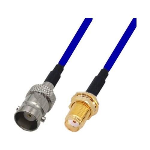 Blue Soft RG142 Double Shielded SMA Female to BNC Female Connector RF Coaxial WIFI Antenna Coax Low Loss Cable 50ohm