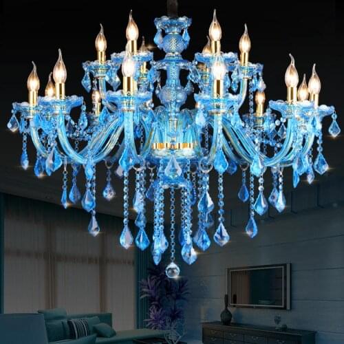 Modern Crystal Chandelier home living room decoration blue ceiling chandelierr for dinning room kitchen indoor lighting lamps