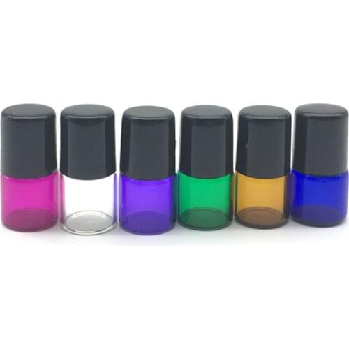 1pcs Mini 1ml Colorful Roller Glass Bottles for Essential Oil Perfume Refillable Roll on Bottle Deodorant Contain