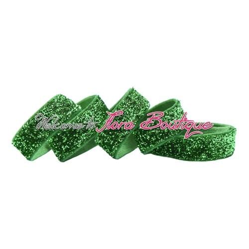 Light green glitter elastic, 3/8" metallic elastic ribbon