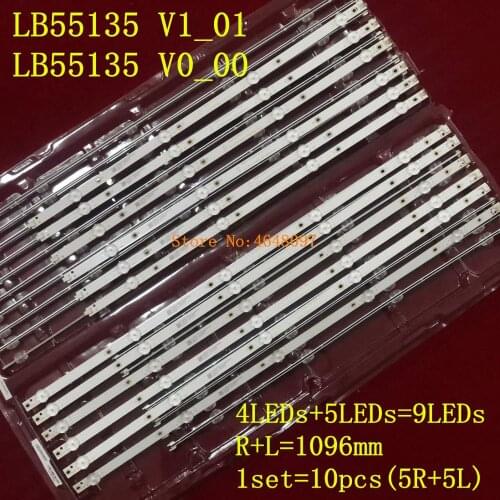 10pcs LED Backlight strip LB55135 V1_01 LB55135 V0_00 For 55"TV NS-55DF710NA19 LB55135 lbm550m0501-PJ-4(L) PK-4(R) E4sw5518rku